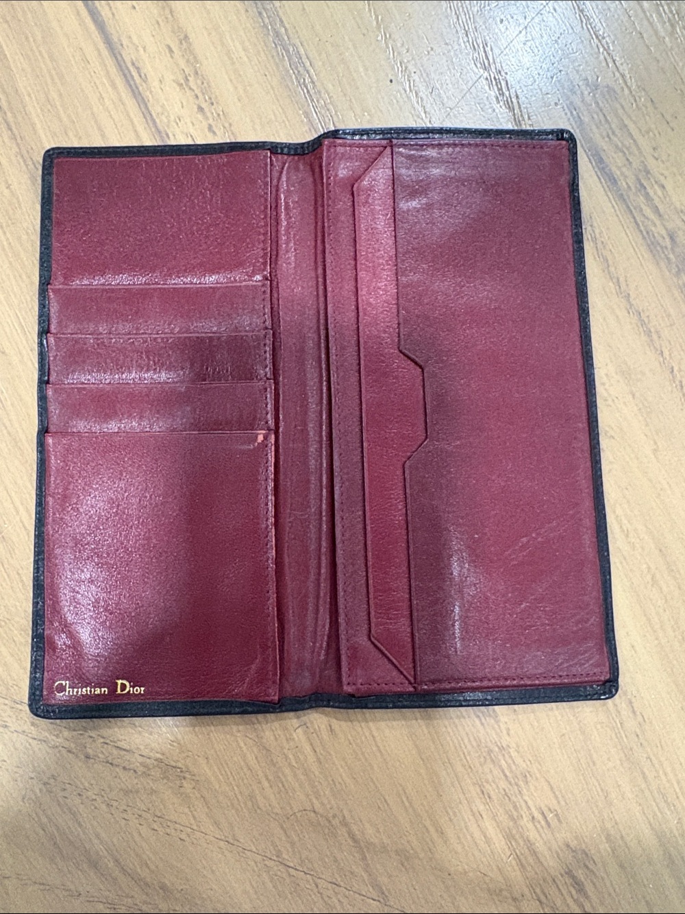 Christian Dior vintage Black/Burgundy Leather Long Wallet